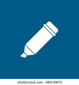 Felt Pen Flat Icon On Blue Background