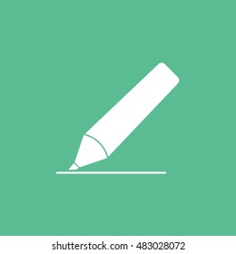 Felt Pen Flat Icon On Green Background