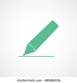 Felt Pen  Green Flat Icon On White Background
