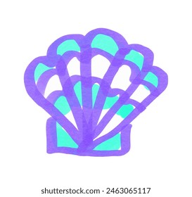 Felt pen hand drawn vector illustration of child drawing of seashell