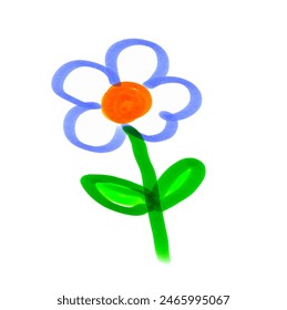 Felt pen hand drawn vector illustration of child drawing of daisy camomile flower