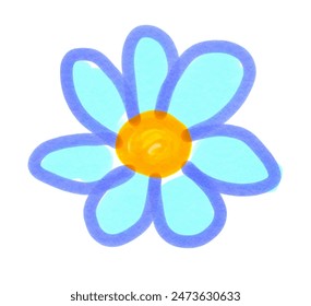 Felt pen hand drawn vector illustration of child drawing of flower head