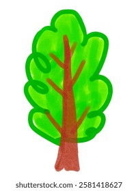 Felt pen hand drawn vector illustration of child drawing of tree