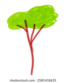 Felt pen hand drawn vector illustration of child drawing of tree