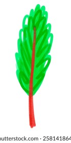 Felt pen hand drawn vector illustration of child drawing of tree