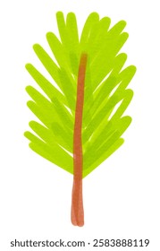 Felt pen hand drawn vector illustration of child drawing of tree