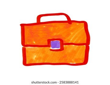 Felt pen hand drawn vector illustration of doodle of briefcase