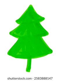 Felt pen hand drawn vector illustration of child drawing of fir tree