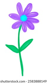 Felt pen hand drawn vector illustrations of child drawing of flower