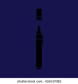 Felt pen icon. Pencil vector illustration. Blue background