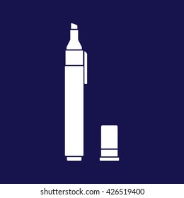 Felt pen icon. Pencil vector illustration. Blue background