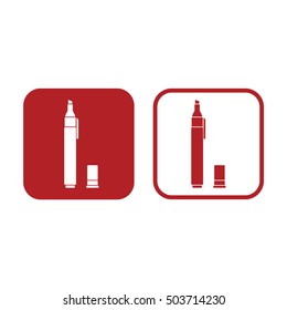 Felt pen icon. Pencil vector icon. Red and white