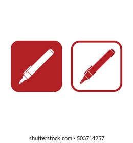 Felt pen icon. Pencil vector illustration. Red and white