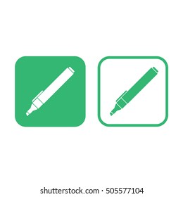 Felt pen icon. Pencil vector icon. Green and white