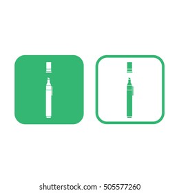 Felt pen icon. Pencil icon vector. Green and white