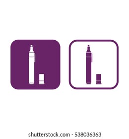 Felt pen icon. Pencil icon vector. Purple and white