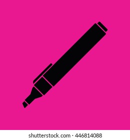 Felt pen icon vector. Pencil vector illustration. Pink background