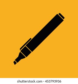 Felt pen icon vector. Pencil vector illustration. Yellow background