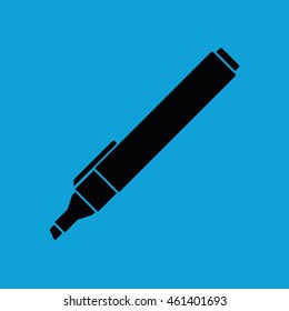 Felt pen icon vector. Pencil vector illustration. Blue background