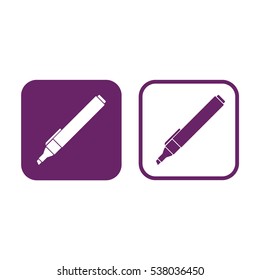 Felt pen icon vector. Pencil icon vector illustration. Purple and white