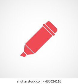 Felt Pen Red Flat Icon On White Background