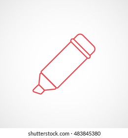 Felt Pen Red Flat Icon On White Background