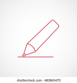 Felt Pen Red Flat Icon On White Background