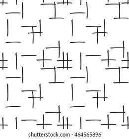 Felt pen strokes seamless background in black and white colors. Marker streaks hand drawn repeating pattern. Abstract texture for print, textile, fabric. EPS8 vector illustration.