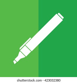 Felt pen vector icon. Pencil vector illustration. Green background