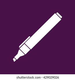 Felt pen vector icon. Pencil vector illustration. Purple background