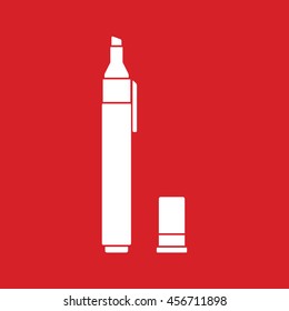Felt pen vector icon. Pencil vector illustration. Red background