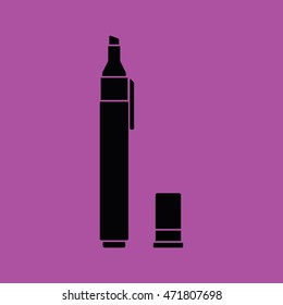 Felt pen vector icon. Pencil vector illustration. Purple background