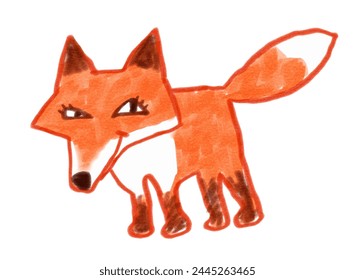 Felt pen vector illustration of cute fox