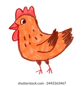 Filzstift Vektorillustration von niedlichem Huhn	
