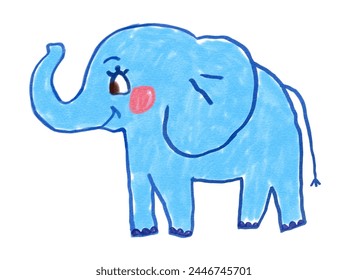 Felt pen vector illustration of cute elephant