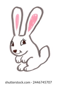 Felt pen vector illustration of cute rabbit