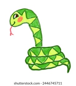 Felt pen vector illustration of cute snake