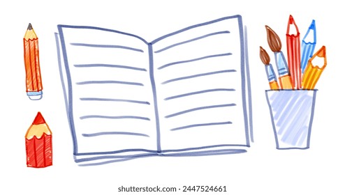Ilustraciones vectoriales de fieltro colección de dibujos infantiles de papelería
