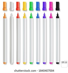 Felt tip pens. Colorful marker pens set