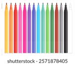 Felt tip pens. Vector illustration. Fill and stroke.