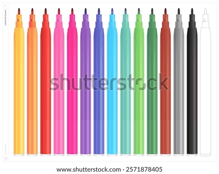 Felt tip pens. Vector illustration. Fill and stroke.