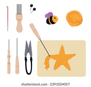 Felting from felt. Felting tools.