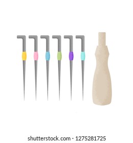 Felting Needles set. Vector illustration of the theme of needlework.