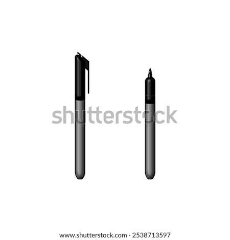 
felt-tip pen gray and black