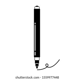 The felt-tip pen is isolated on white background, graphic style.