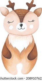 felt-tip pens drawing of a brown cute cartoon deer