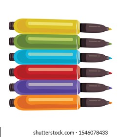 
felt-tip pens or markers for drawing vector illustration