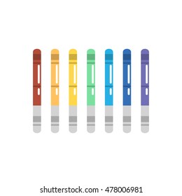 Felt-tip pens vector icons set. For office work, education and art purposes.