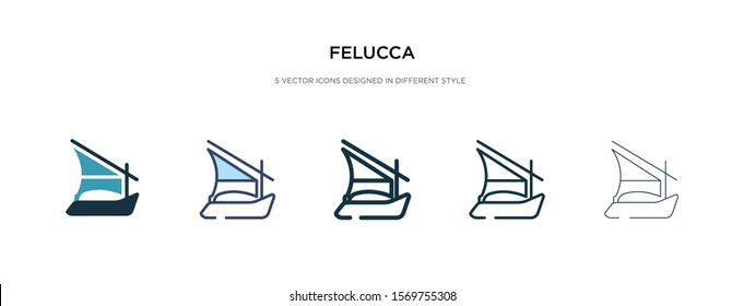 felucca icon in different style vector illustration. two colored and black felucca vector icons designed in filled, outline, line and stroke style can be used for web, mobile, ui