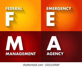 FEMA Federal Emergency Management Agency - agency of the United States Department of Homeland Security, acronym text concept background